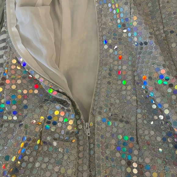 vintage silver sequin bodycon mini dress, spaghetti strap - Picture 10 of 11